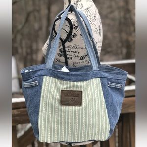 New handmade denim jean peasant style purse tote handbag